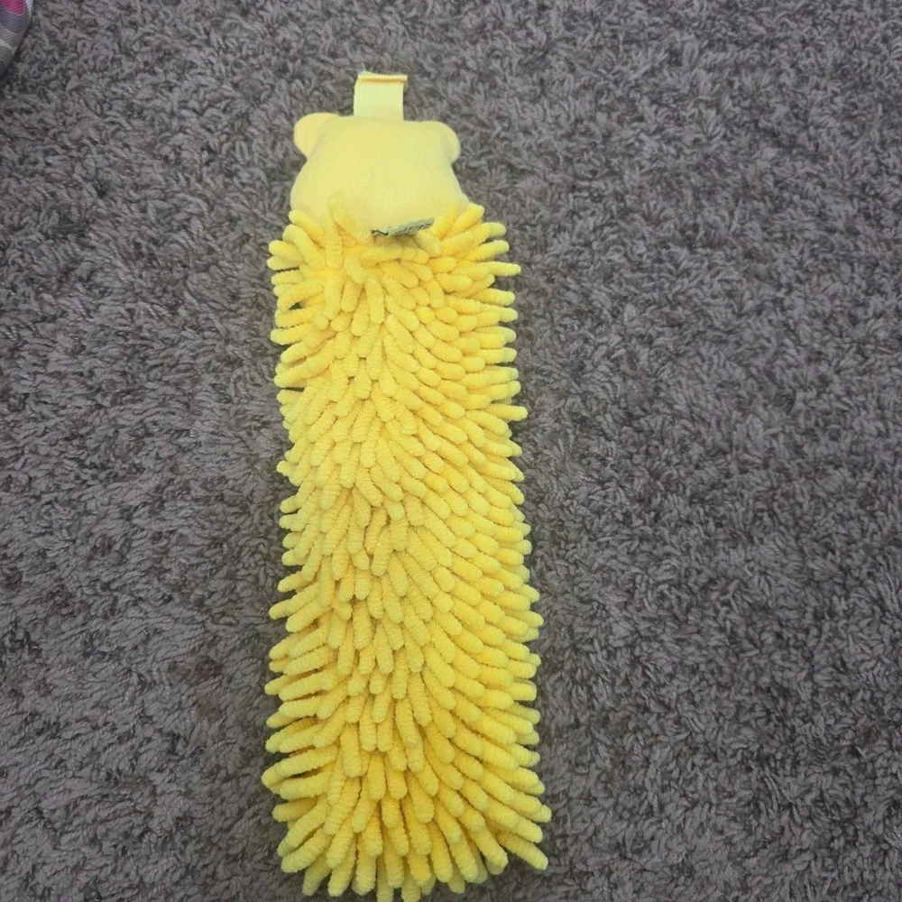 Norwex Kid Pet-To-Dry Tiger Hand Towel Yellow Chenille Microfiber BacLock Hang